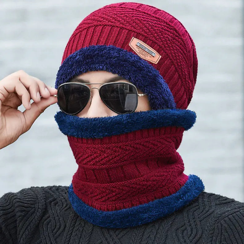 Winter Fleece Scarf Hats Thicken Plush Warm Beanies Wool Knit Caps Men Women Outdoor Cycling Ski Cold Protection Neck Mask Hat