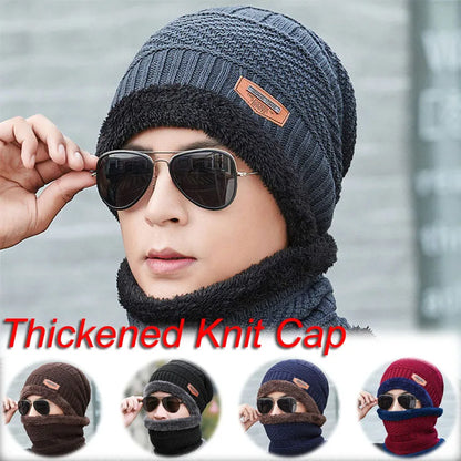 Winter Fleece Scarf Hats Thicken Plush Warm Beanies Wool Knit Caps Men Women Outdoor Cycling Ski Cold Protection Neck Mask Hat